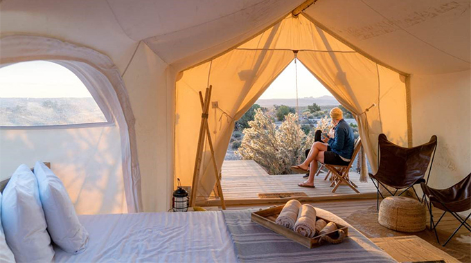For such a minimalist barrier between you and the surrounding nature (in this case, the Utah desert), each Under Canvas tent is amazingly well appointed. | Photo courtesy Under Canvas 
