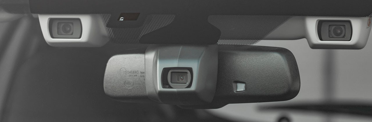 Camera sensors behind the windshield of a car