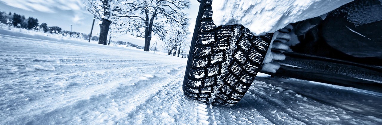 Winter tire driving in snow