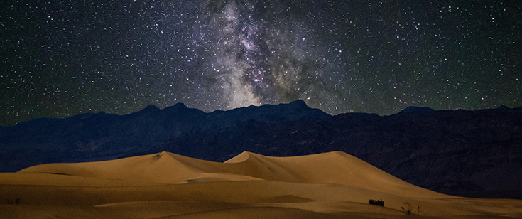 Death Valley dunes sky at night