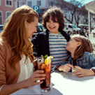 Family at cafe