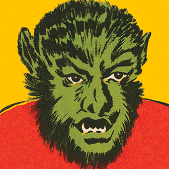 Pop art drawing of a werewolf