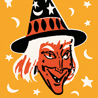 Pop art illustration of a witch