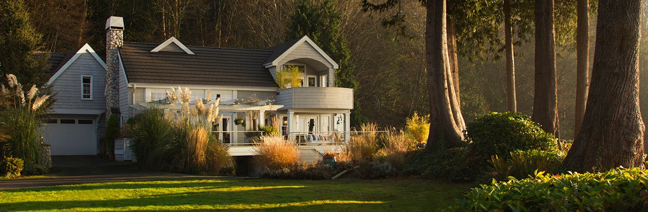 Exterior of a home at sunset