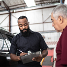 Mechanic with a customer