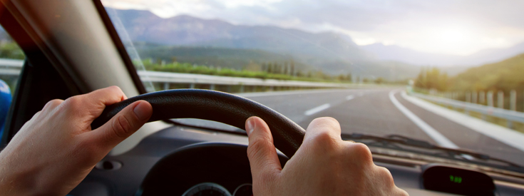 Hands on steering wheel driving