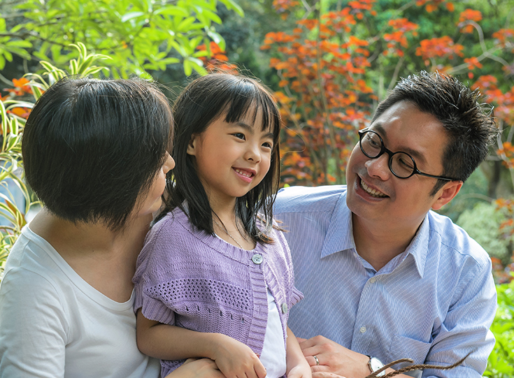 Asian family at park