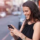Woman using mobile app