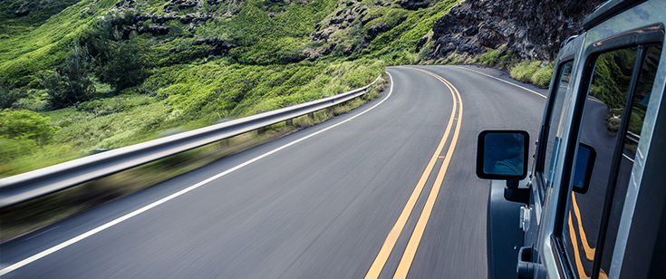 Car jeep driving hawaii highway maui