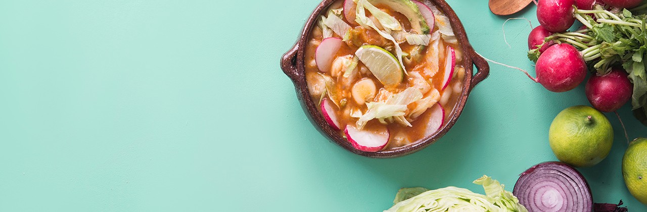 Pozole red typical mexican food