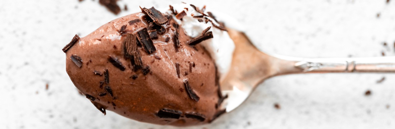 A spoonful of vegan chocolate mousse by Claire Cary