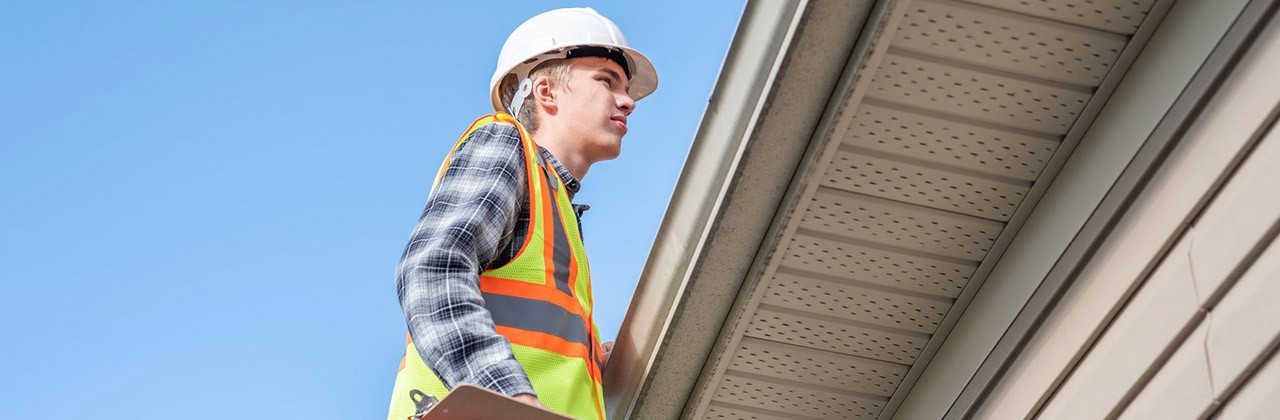 Inspector examining roof