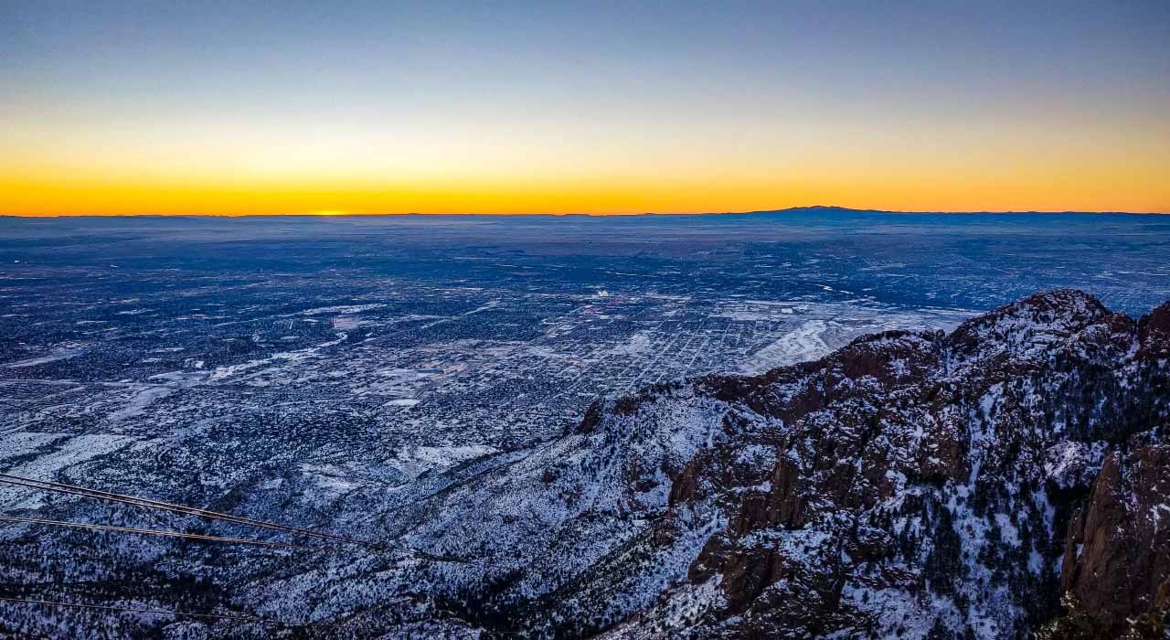 Sunset View of Albuquerque from Sandia Peak during winter