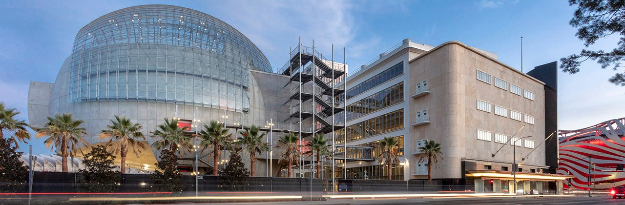 The exterior of the Academy Museum of Motion Pictures. | Photo by Josh White; JWPictures/Academy Museum Foundation