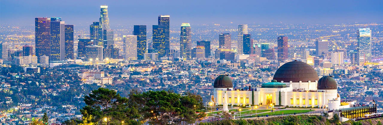 Los Angeles, California, USA downtown skyline from Griffith Park.