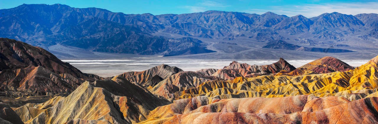 An evening view from Zabriskie Point to Golden Canyon, Death Vally National Park