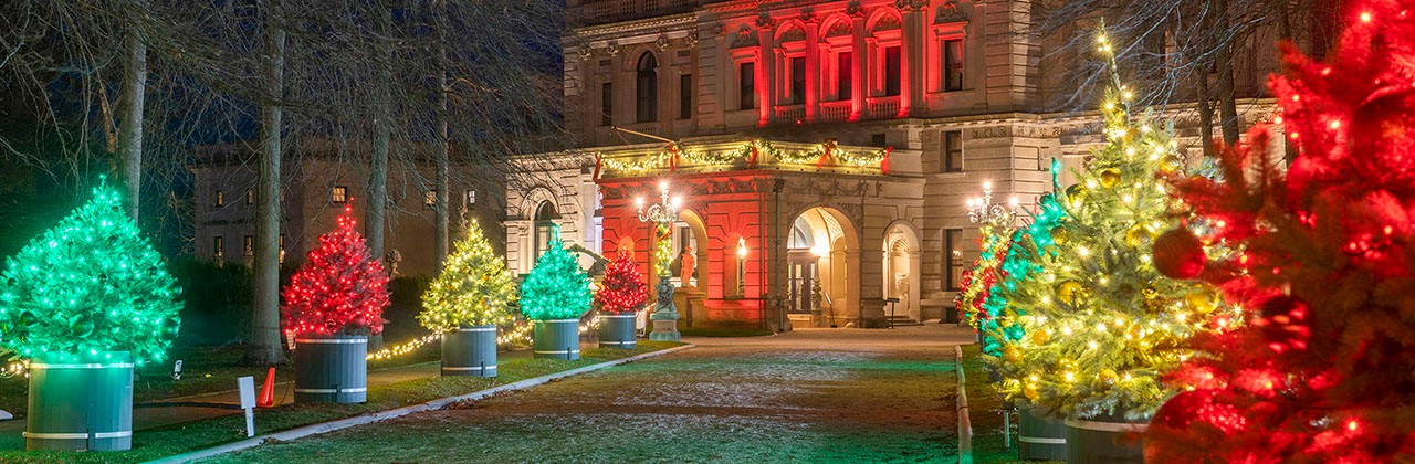 Newport dazzles visitors with plenty of holiday cheer, including at The Breakers, one of the Gilded Age mansions for which the city is famous.