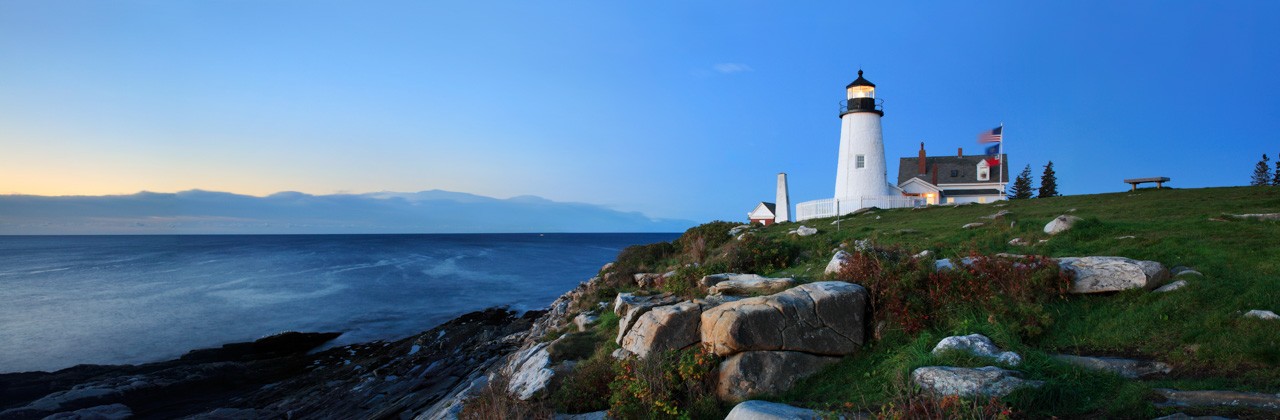 Pemaquid Point Lighthouse In Pre Dawn Light, Bristol, Maine