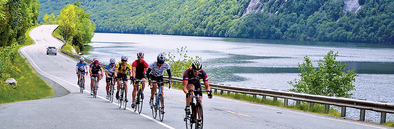 Biking along Lake Willoughby, Vermont