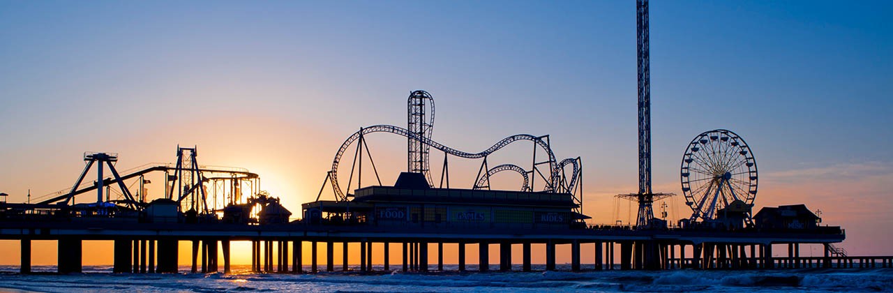 Galveston Historic Pleasure Pier offers games, rides and roller coasters. 
