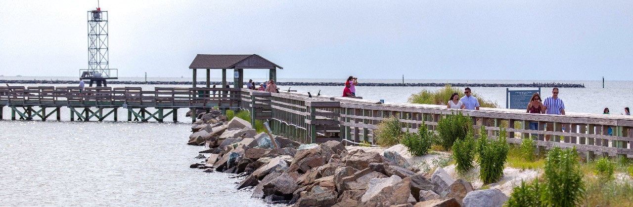 Visitors walk on the Cape Charles Fishing Pier. Photo by Parker Michels-Boyce