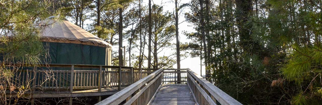 Yurts at Kiptopeke State Park offer views of Chesapeake Bay. | Photo courtesy Virginia State Parks