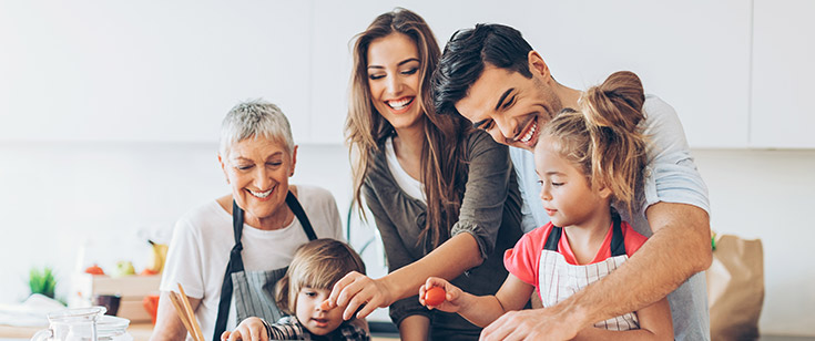 Multigenerational family cooking