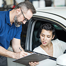 Mechanic with a customer