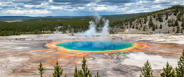 The Grand Prismatic Spring in Yellowstone National Park