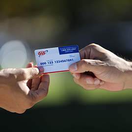 Handing aaa membership card