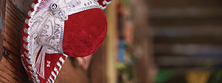 Sombrero hanging on wall