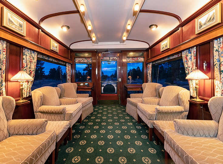 Rail Barron Kansas Parlor Interior of the Rail Barron parlor train car