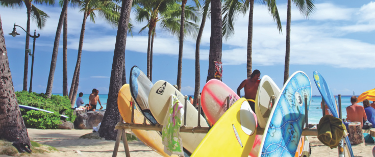 Surf boards in Waikiki, Oahu