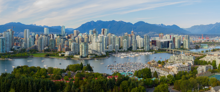 Arial view of Vancouver, Canada