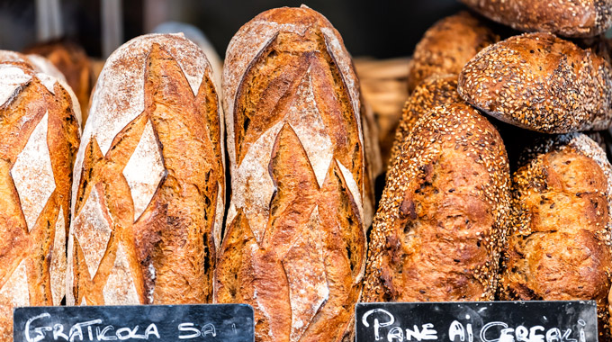 Bread for sale at the Mercato Centrale in Florence