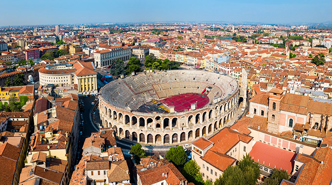 An aerial view of the Verona Arena in Verona
