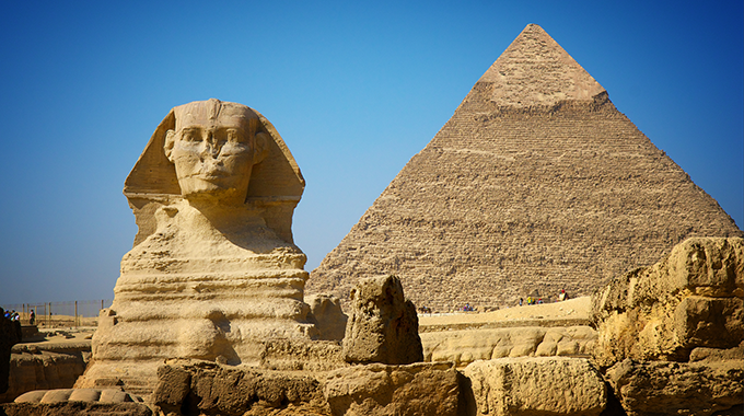 The Sphinx and the Great Pyramid of Giza in Egypt