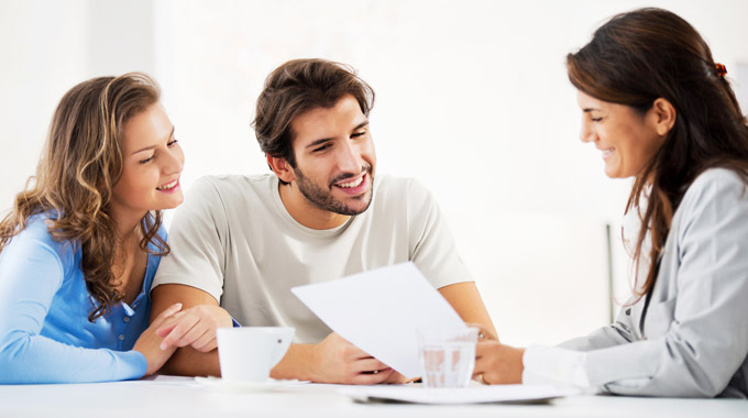 Couple meeting with agent