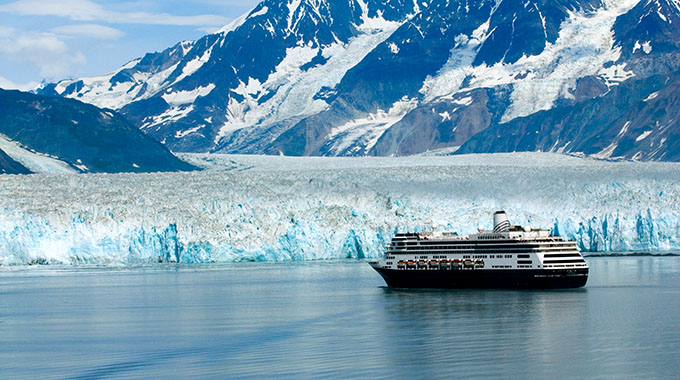 A cruise ship in Glacier Bay National Park in Alaska
