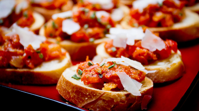 A tray of bruschetta in Florence