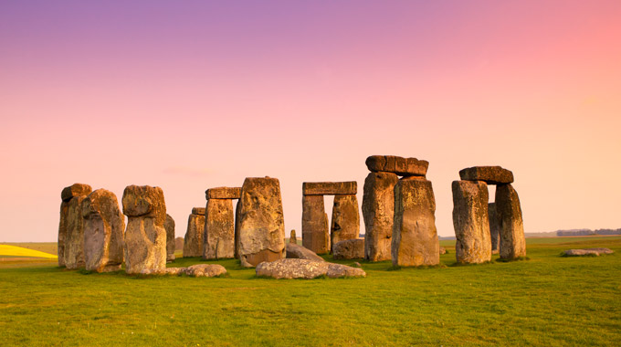 Stonehenge in England at sunset
