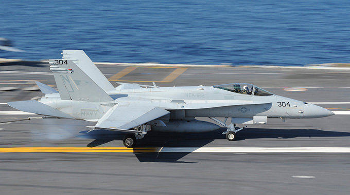 Jet on a aircraft carrier