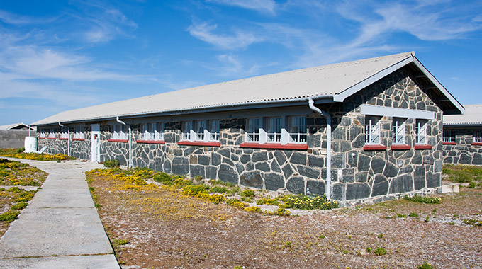 A cell block at Robben Island, where Nelson Mandela was imprisoned