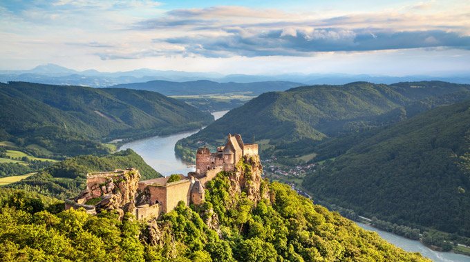 Aggstein Castle in the Wachau Valley on the Danube in Austria