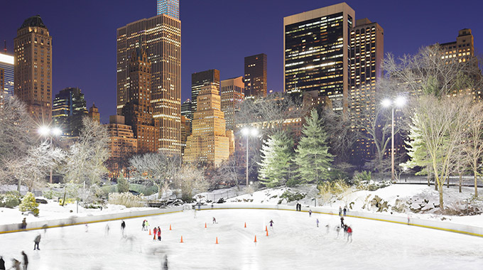 People ice skating at the Wollman Skating Rink in New York City