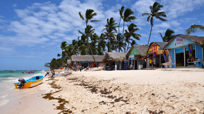 Boats along the shoreline in Punta Cana