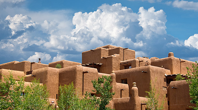 Adobe homes in Santa Fe, New Mexico