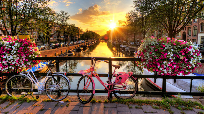 Amsterdam bridge at sunset