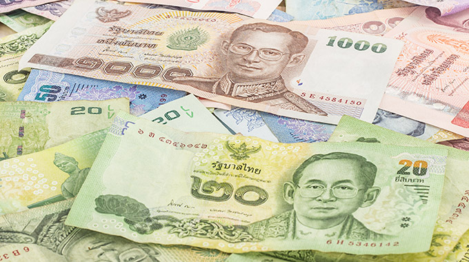 Thai baht money, in paper bills