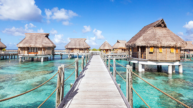Over-water bungalows in Bora Bora.
